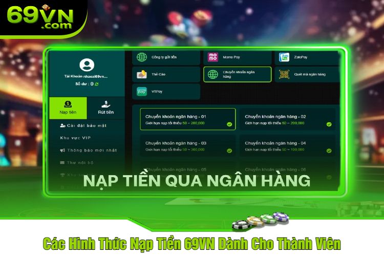 Các Hình Thức Nạp Tiền 69VN Dành Cho Thành Viên